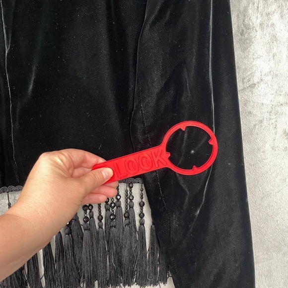 Vintage 80s Whimsigoth Velvet Cropped Fringe Tassel Evening Jacket Small Travel - Picture 3 of 9